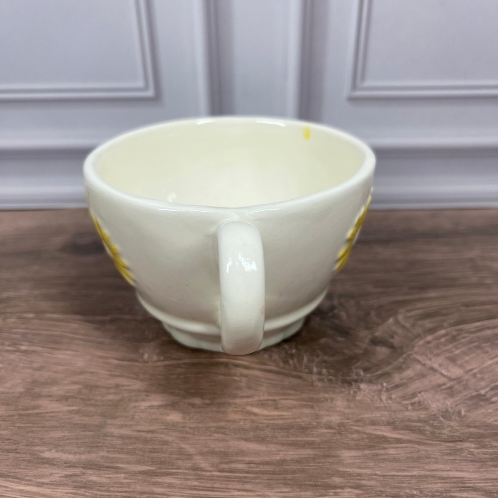 Handmade Ceramic Daisy Tea Cup and Saucer Yellow White Floral 2pc Set Signed - Picture 15 of 16